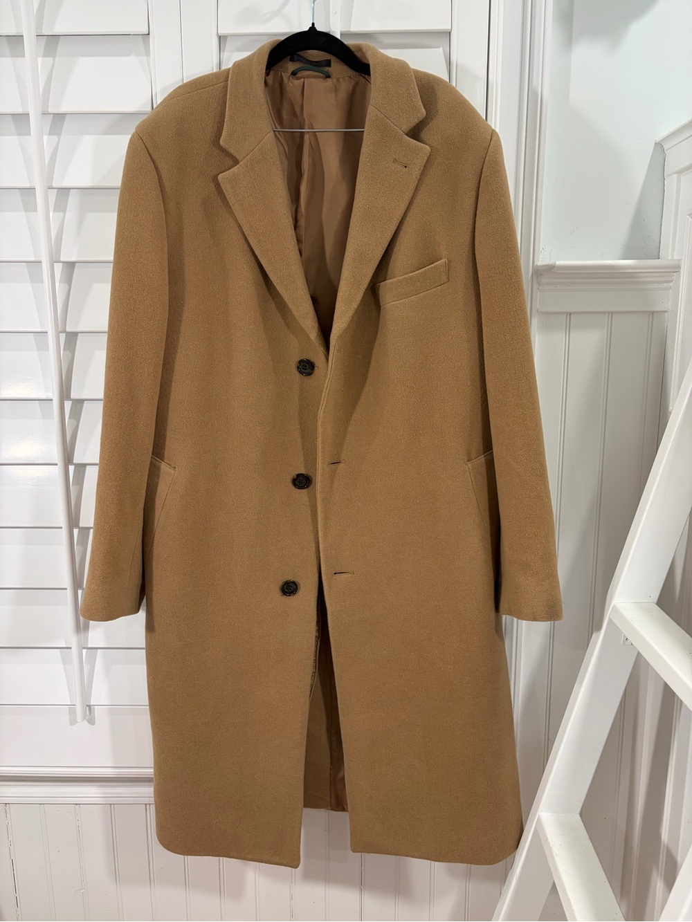 LRL Wool Camel Long Overcoat (44R) - Picture 2 of 8